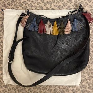 Rebecca Minkoff navy leather purse with tassels